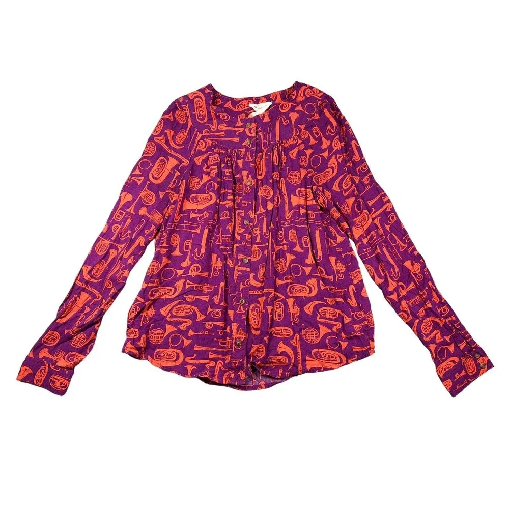 52 Conversations by Anthropologie 22 of 52 Toot Your‎ Horn Blouse Top Size 0
